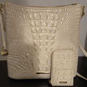 Brahmin Cream Crocodile Embossed Women's Bag Set